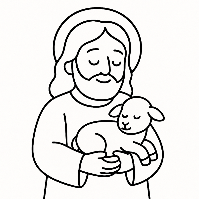 Desenho Jesus com Sonic e Cordeiro para Colorir