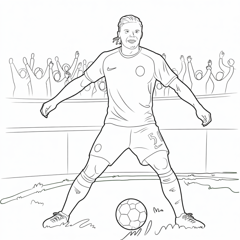 Desenho de Erling Haaland no campo para colorir