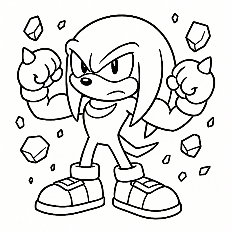 Desenho de Knuckles para Colorir com Corpo Musculoso