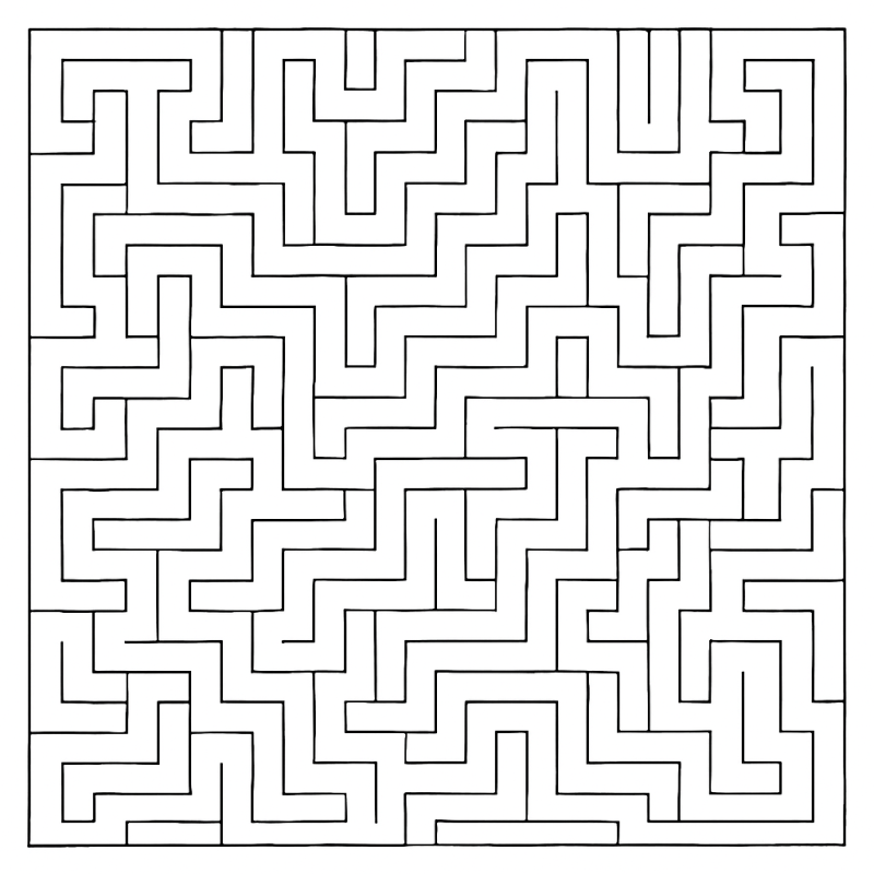 Desenho de um labirinto geométrico abstrato para colorir