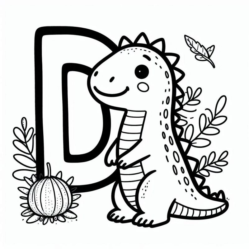 Aprenda a Letra D com Divertidos Dinossauros para Colorir