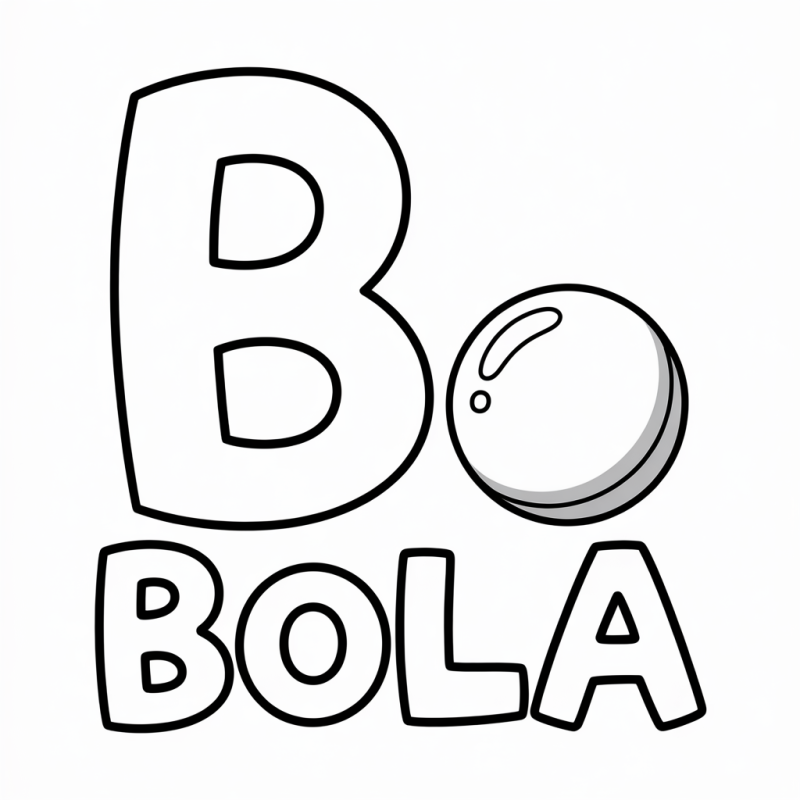 Desenho da letra B grande com bola ao lado para colorir, educativo