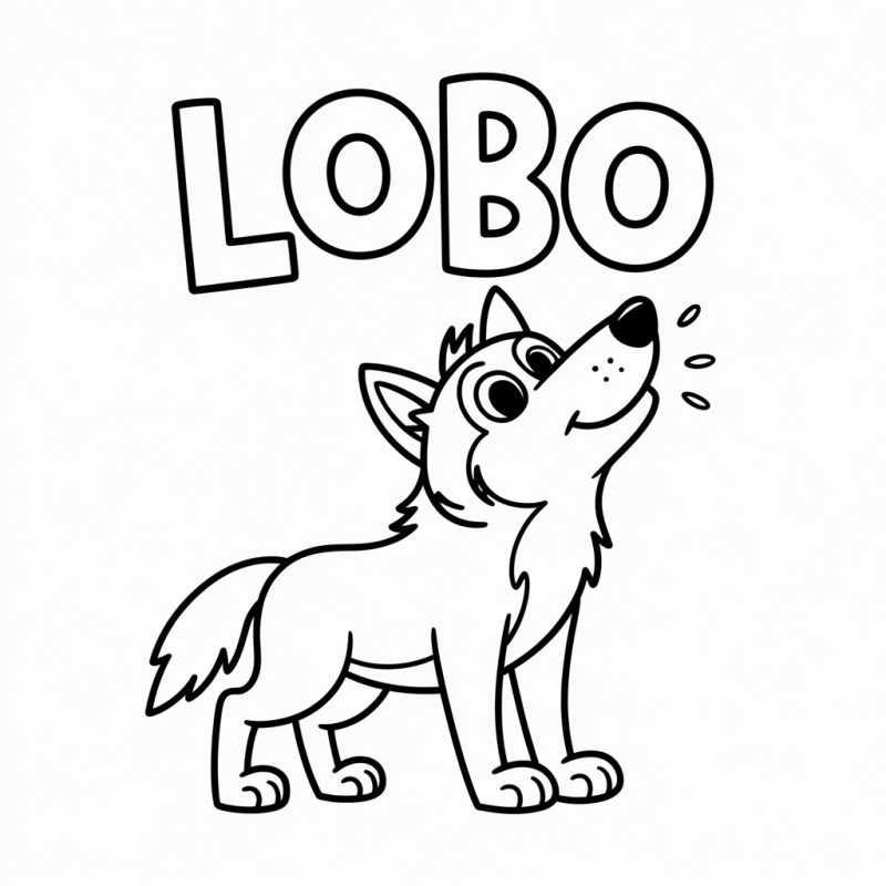 Desenho de Lobo Amigável para Colorir