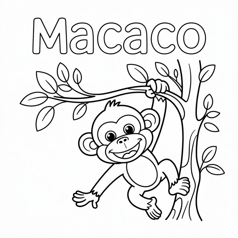 Desenho de Macaco Sorridente para Colorir