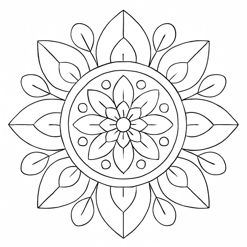 Desenho detalhado de mandala simétrica para colorir