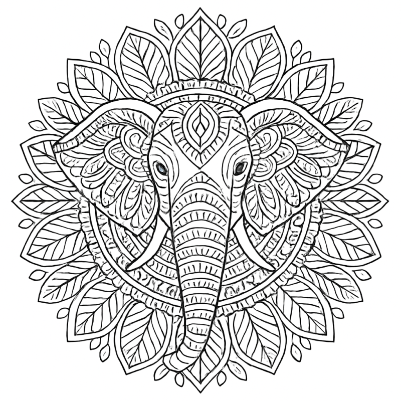 Colorir Mandala de Elefante: Arte Intricada e Relaxante