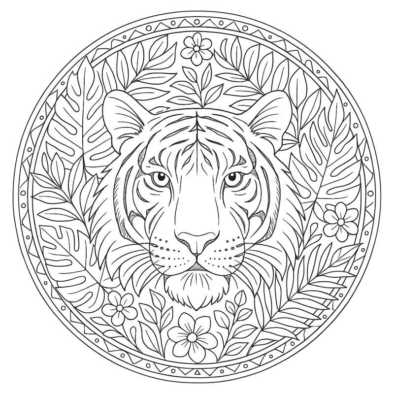 Colorindo a Majestosa Mandala com Tigre