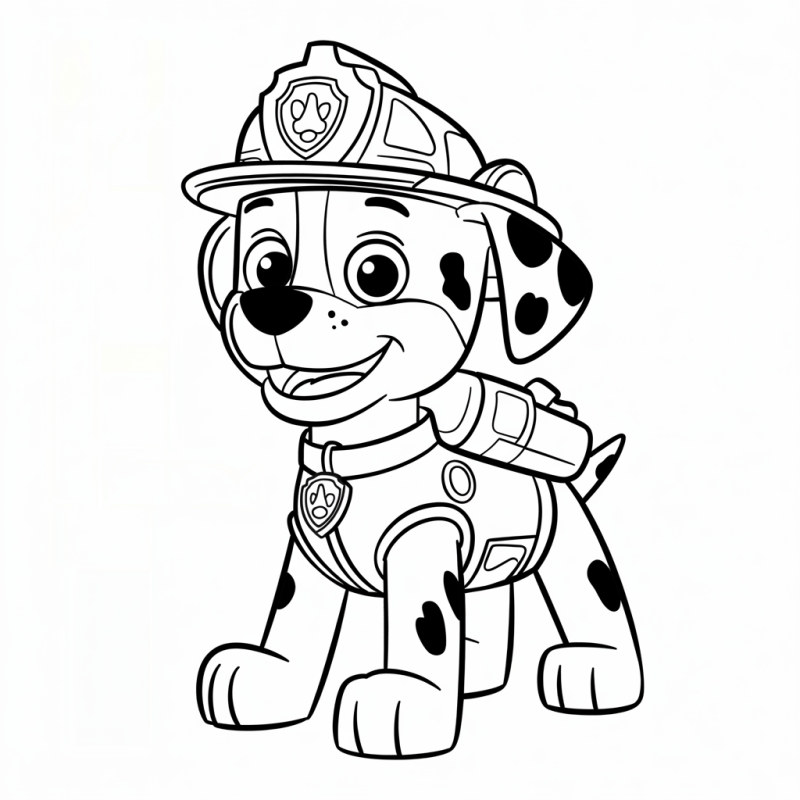Desenho do Marshall, dálmata bombeiro da Patrulha Canina para colorir