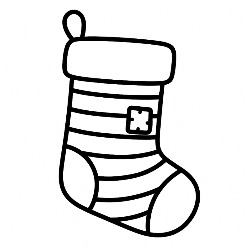 Desenho de Meia de Natal com Listras para Colorir