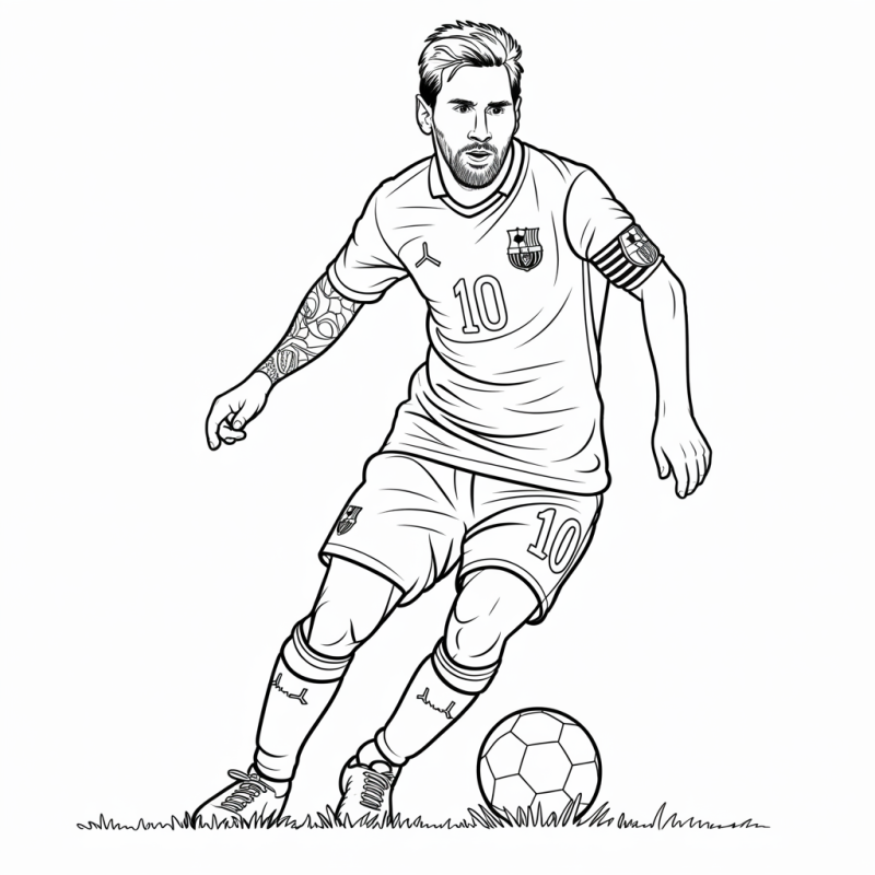Desenho de Lionel Messi em ação para colorir