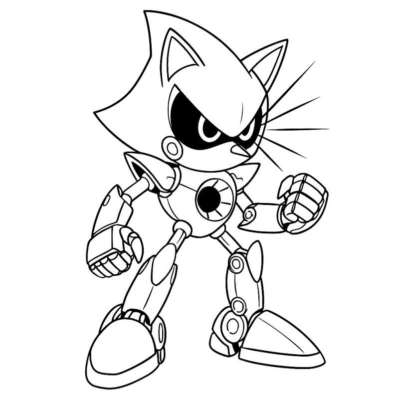 Metal Sonic dinâmico e tecnológico para colorir