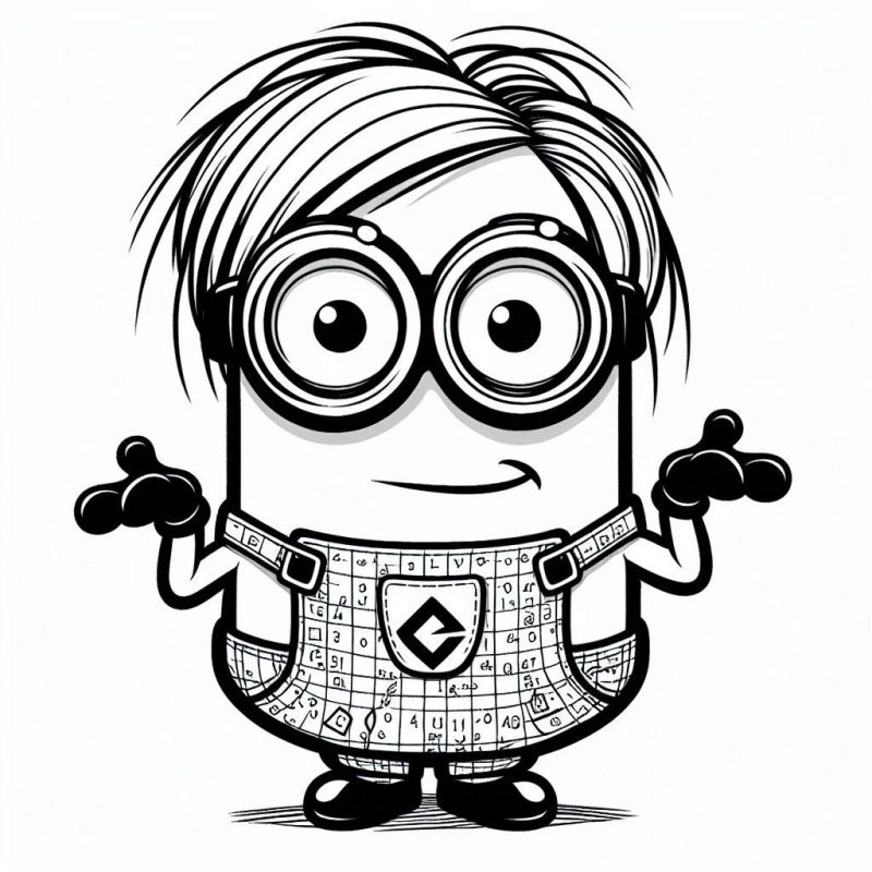 Minion engraçado em dúvida para colorir