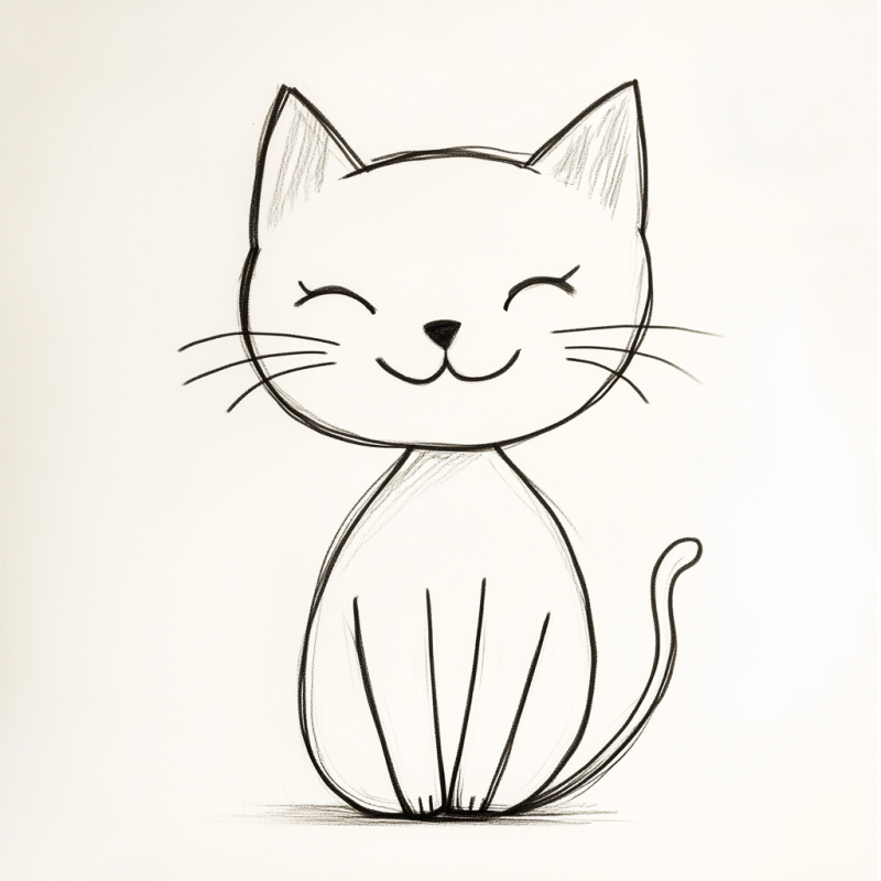 Desenho Simples e Estilizado de Gato para Desenhar