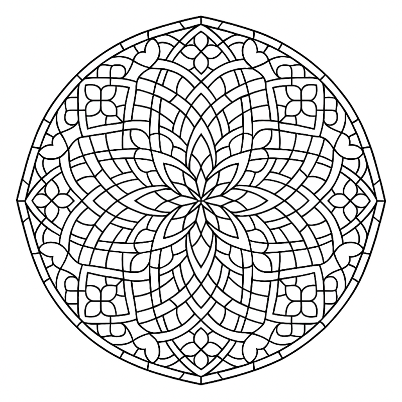 Desenho de mosaico estilo vitral com padrão floral simétrico