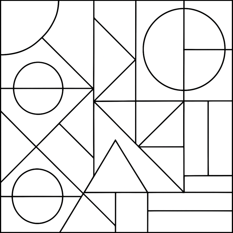 Desenho de mosaico geométrico inspirado em vitrais para colorir