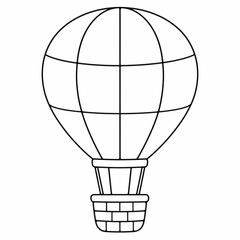 Balão de ar quente com cesto e envelope dividido em peças grandes de mosaico