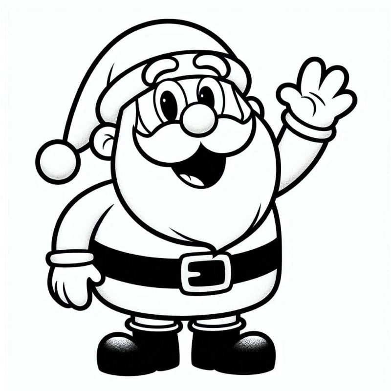 Desenho de Papai Noel amigável com linhas grossas para crianças colorirem