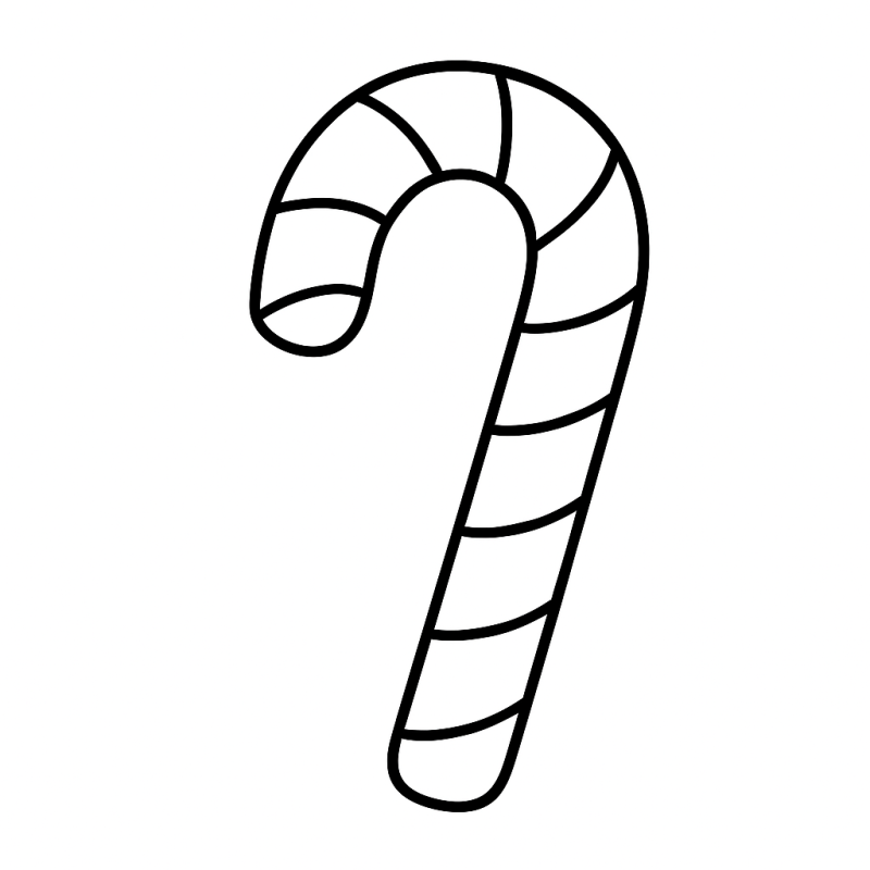 Desenho de Bastão de Doce Natalino Simples para Colorir