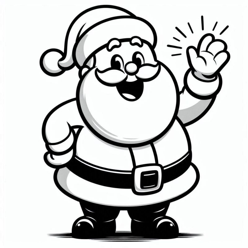 Desenho de Papai Noel sorridente para colorir, ideal para crianças pequenas.