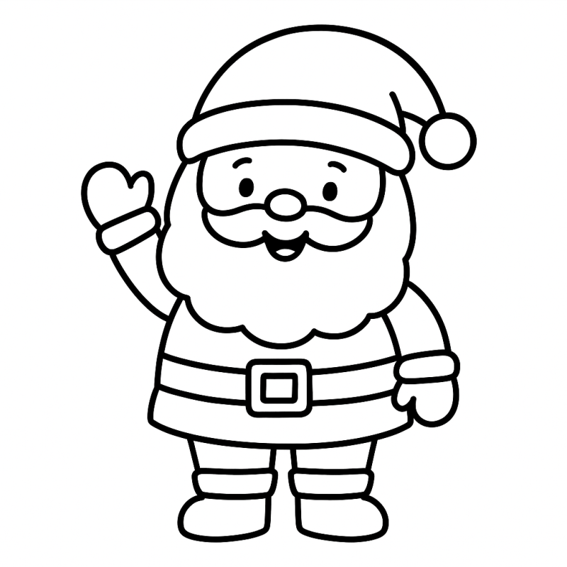 Desenho Simples de Papai Noel para Colorir Gratis