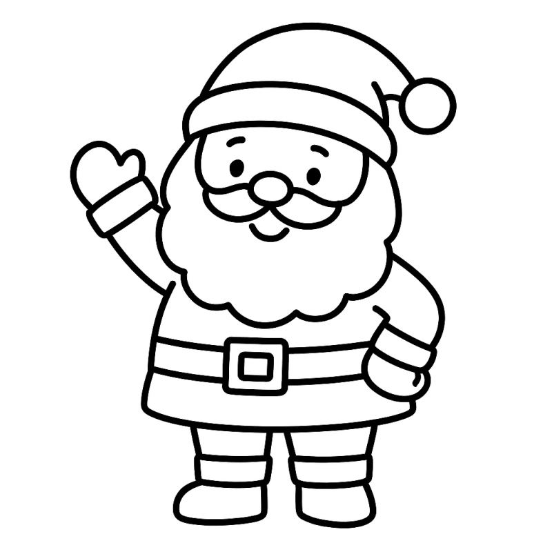 Desenho de Papai Noel Sorridente para Crianças Colorirem