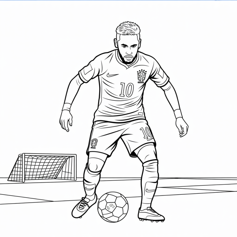 Desenho para colorir de Neymar em ação com número 10