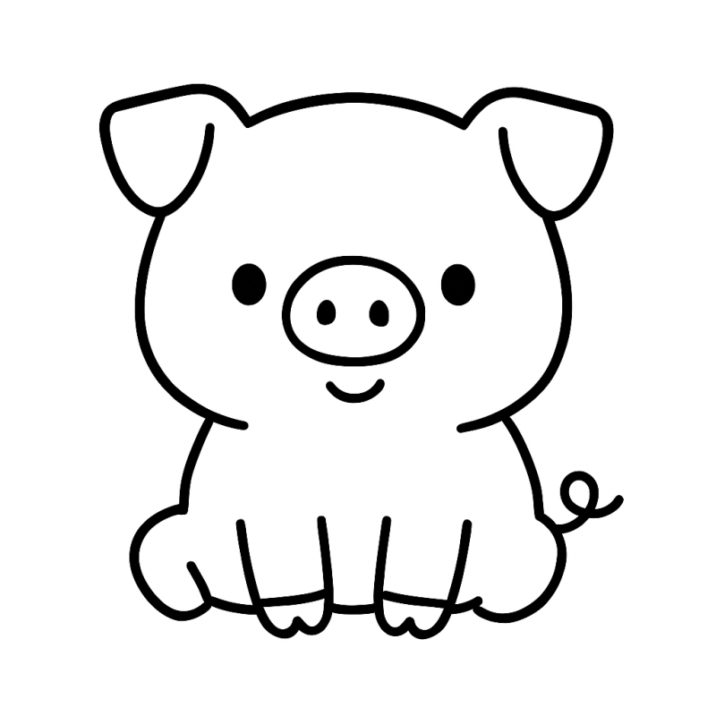 Desenho de Porquinho Cartoon Fofo para Colorir