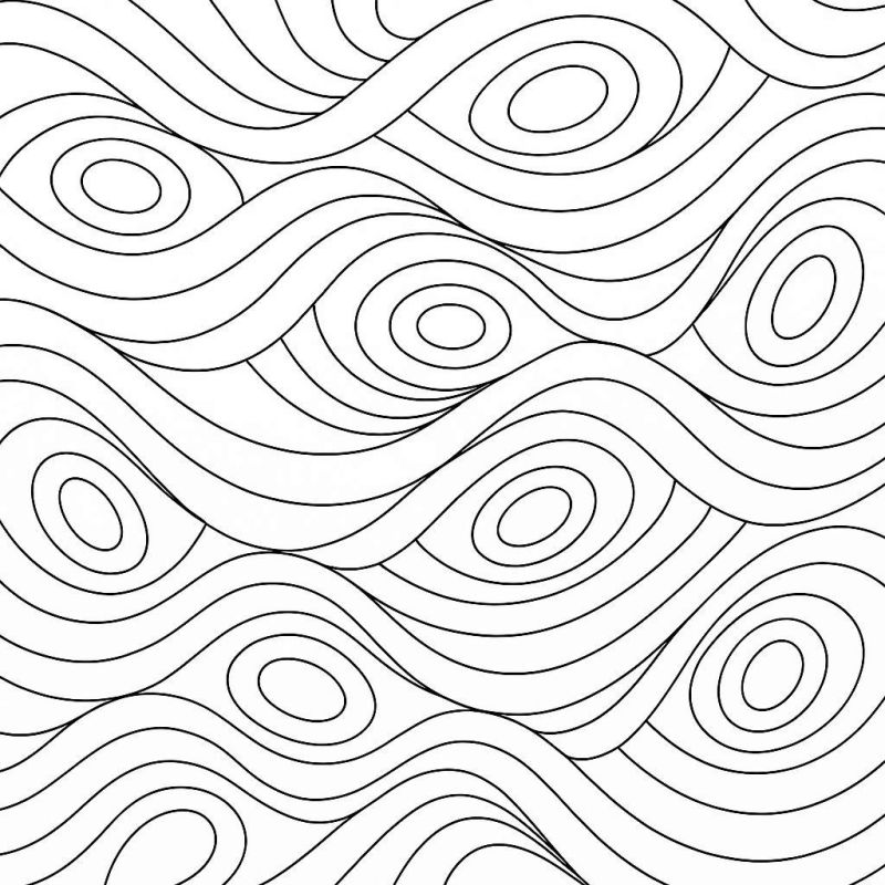 Padrão abstrato com linhas onduladas e formas ovais para colorir