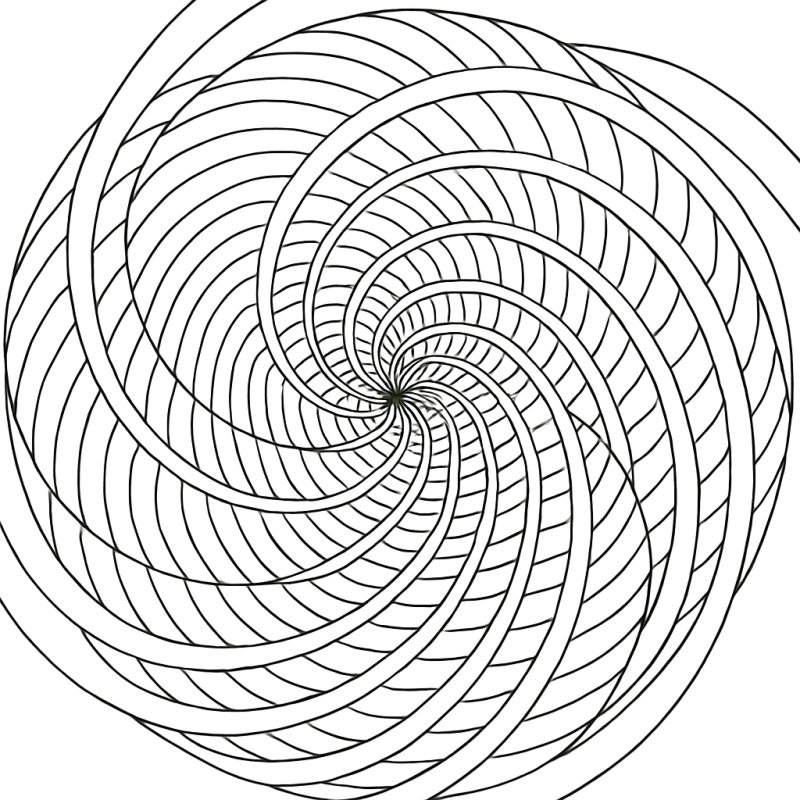 Desenho abstrato com espiral geométrica para colorir