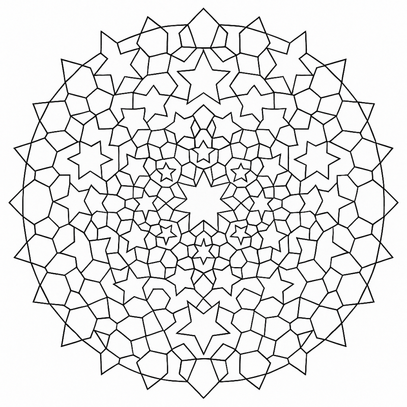 Desenho de padrão geométrico com estrela de seis pontas para colorir