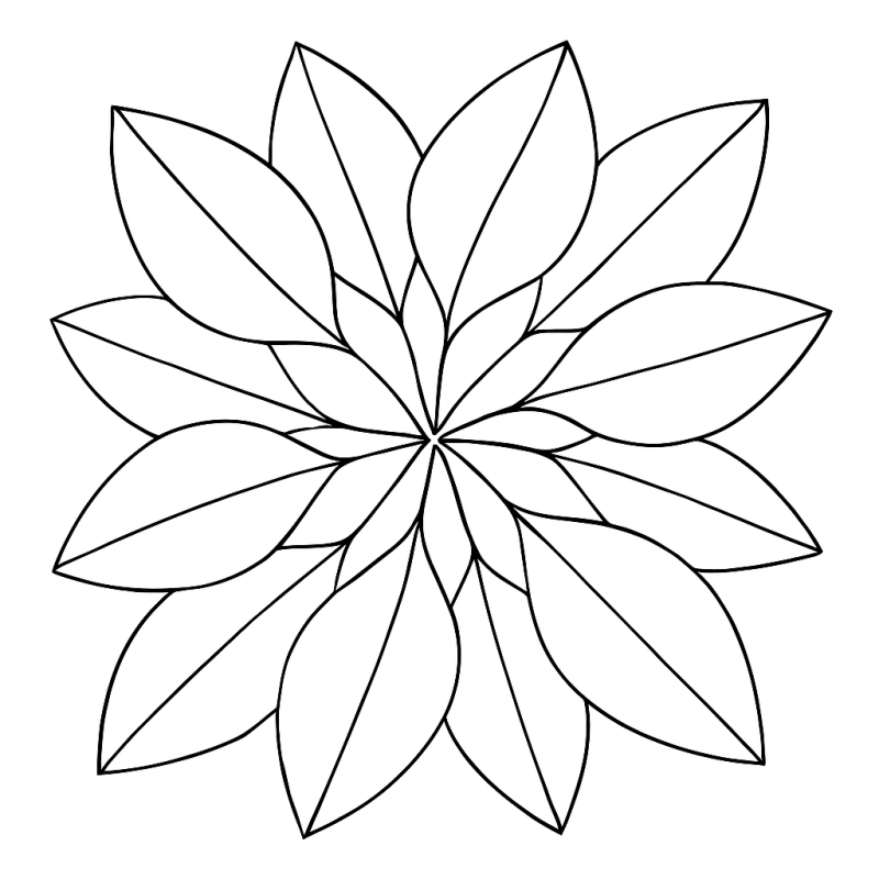 Desenho de mandala geométrica com pétalas para colorir