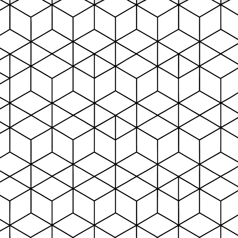 Desenho geométrico 3D com cubos hexagonais para colorir