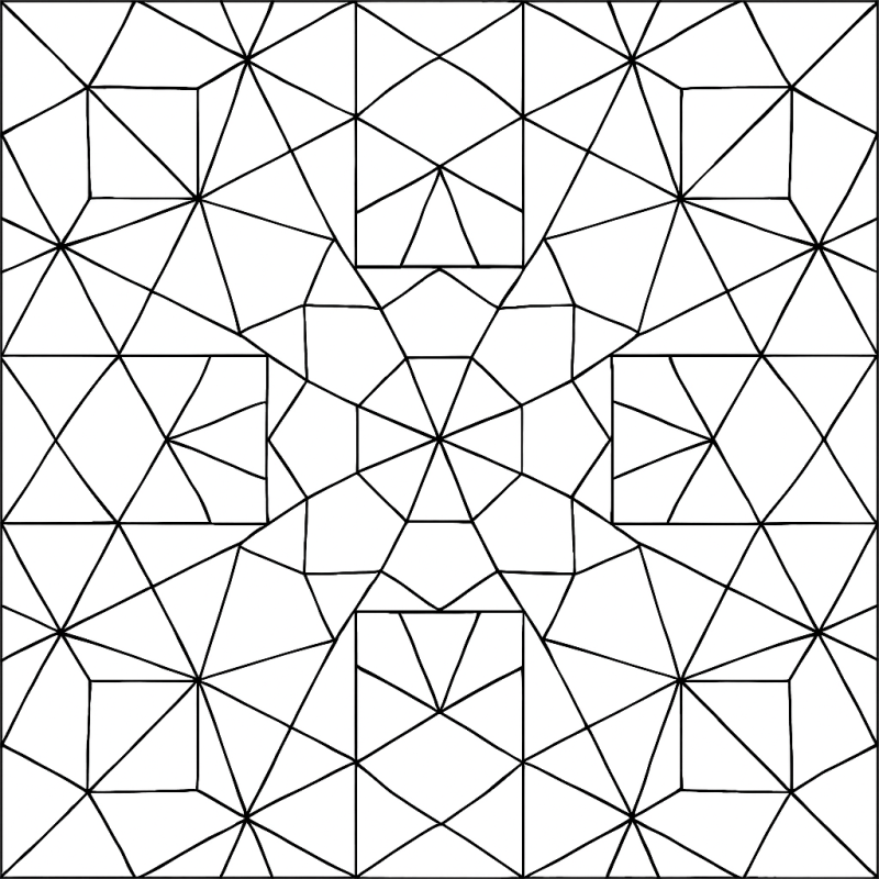 Desenho de padrão geométrico simétrico e abstrato para colorir