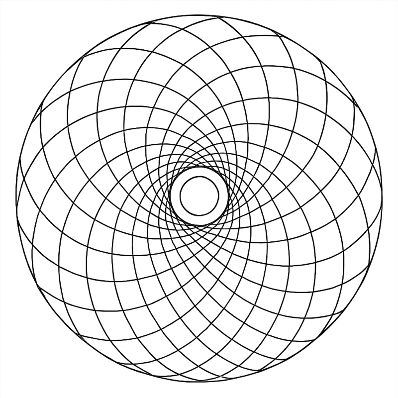 Desenho de padrão abstrato e geométrico circular para colorir