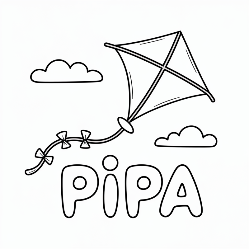Desenho Educativo de Pipa para Colorir e Aprender
