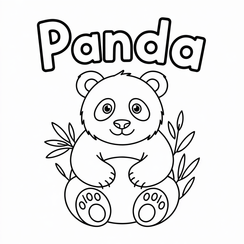Desenho para Colorir: Panda Sentado Amigável