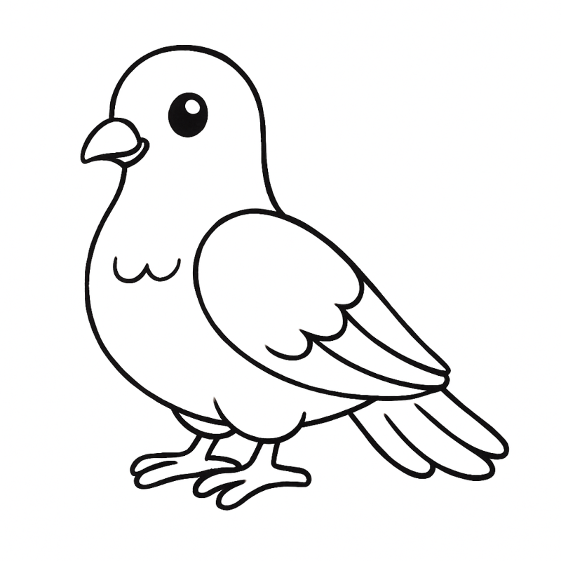 Desenho de pássaro em contorno para colorir, ideal para crianças pequenas.