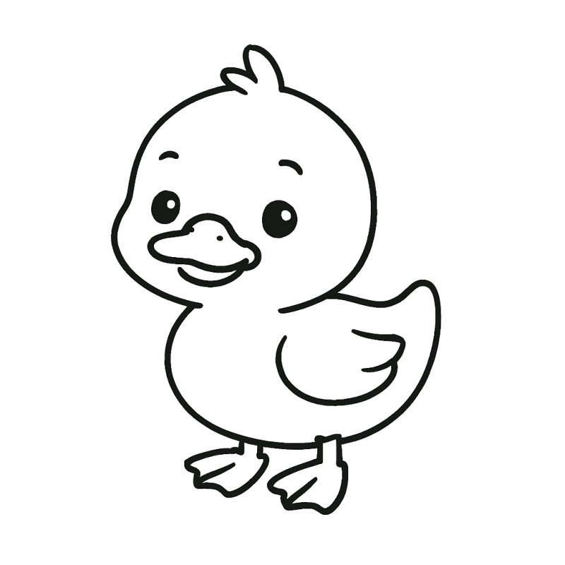 Desenho de um patinho fofo para colorir, ideal para crianças pequenas.