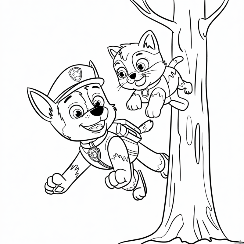 Desenho de Chase da Patrulha Canina para colorir, ideal para crianças.