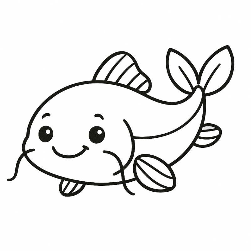 Desenho de peixe sorridente para colorir, ideal para crianças pequenas