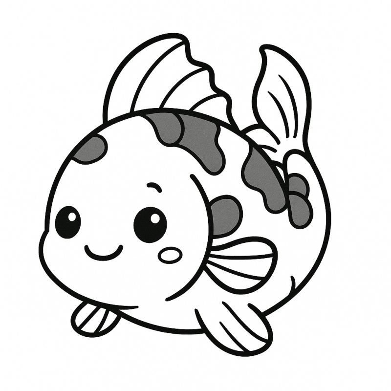 Desenho fofinho de peixe alegre para colorir