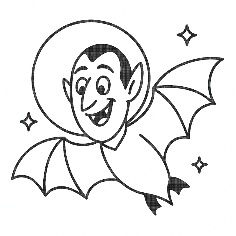 Desenho de Vampiro Amigável para Colorir Desenho de vampiro amigável voando, ideal para colorir no Halloween.