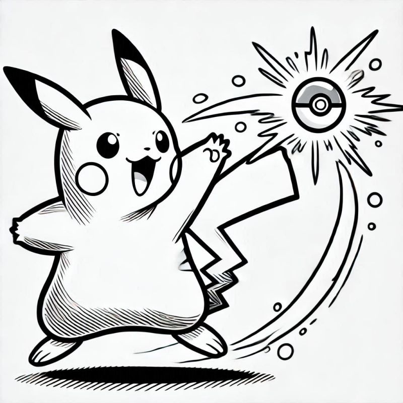 Desenho de Pikachu Expressivo para Colorir