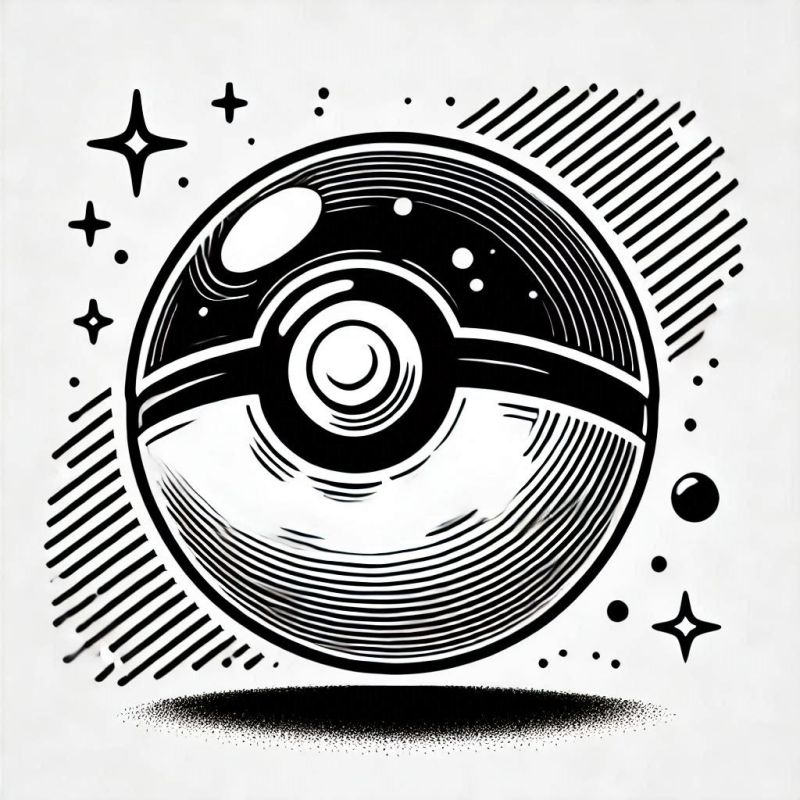 Pokébola Estilizada em Preto e Branco para Colorir