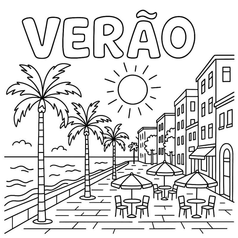 Desenho de Verão Costeiro para Colorir