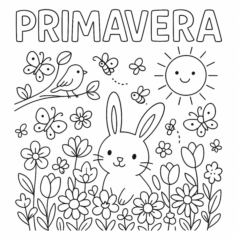 Desenhe a Primavera: Coelho e Borboletas
