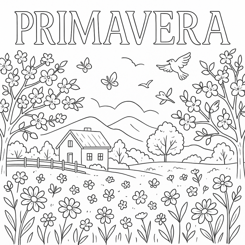 Desenho Detalhado da Primavera para Colorir