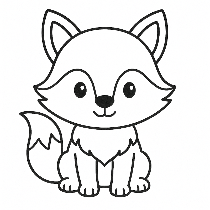 Desenho de uma raposinha fofa para colorir, perfeito para crianças pequenas