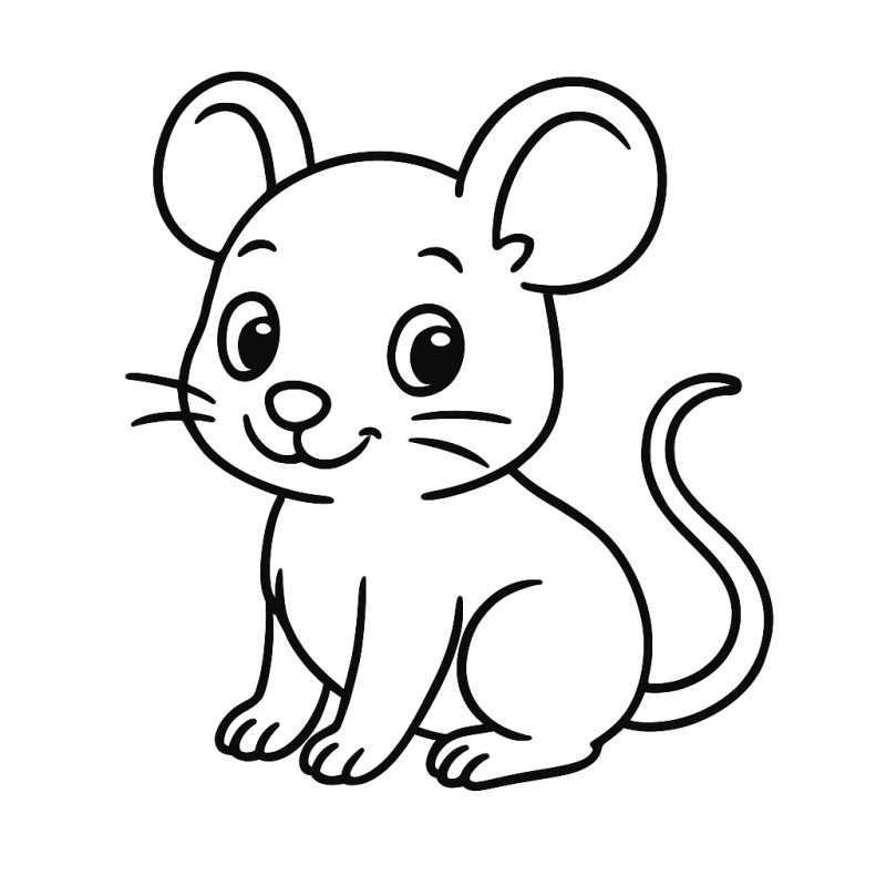 Desenho de ratinho adorável e simplificado para colorir