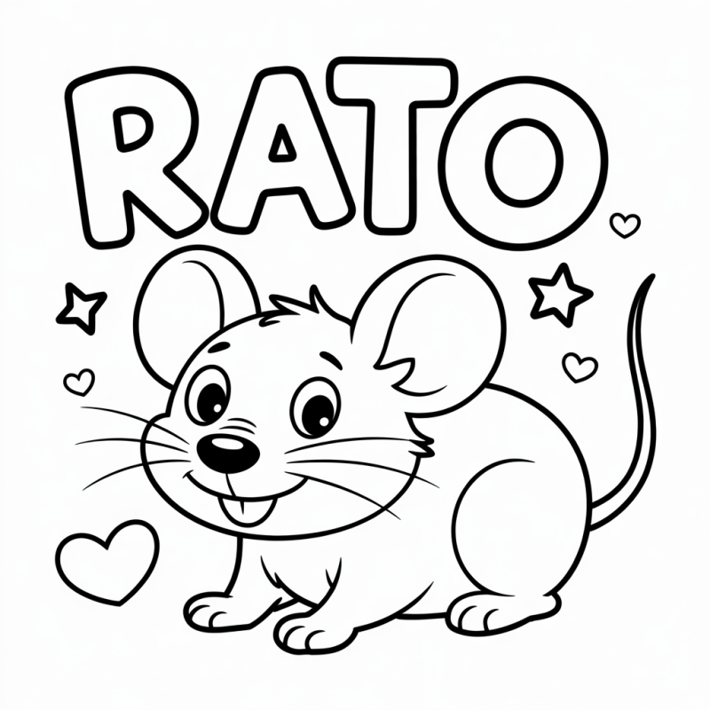 Desenho de Rato Caricato para Colorir